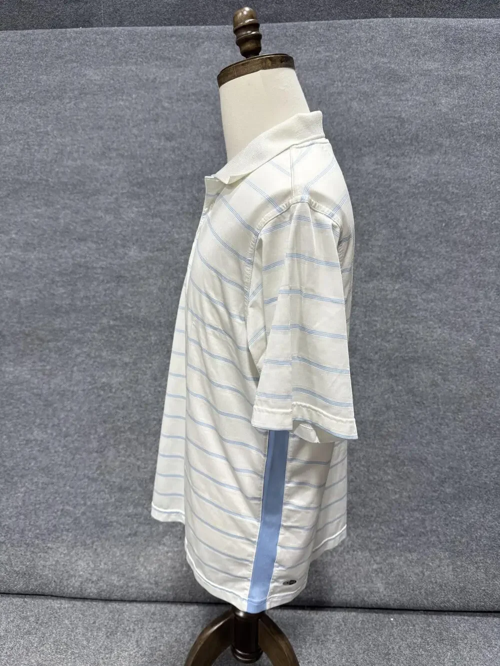 Adidas Climacool Polo Shirt Mens Medium White Striped Golf Performance